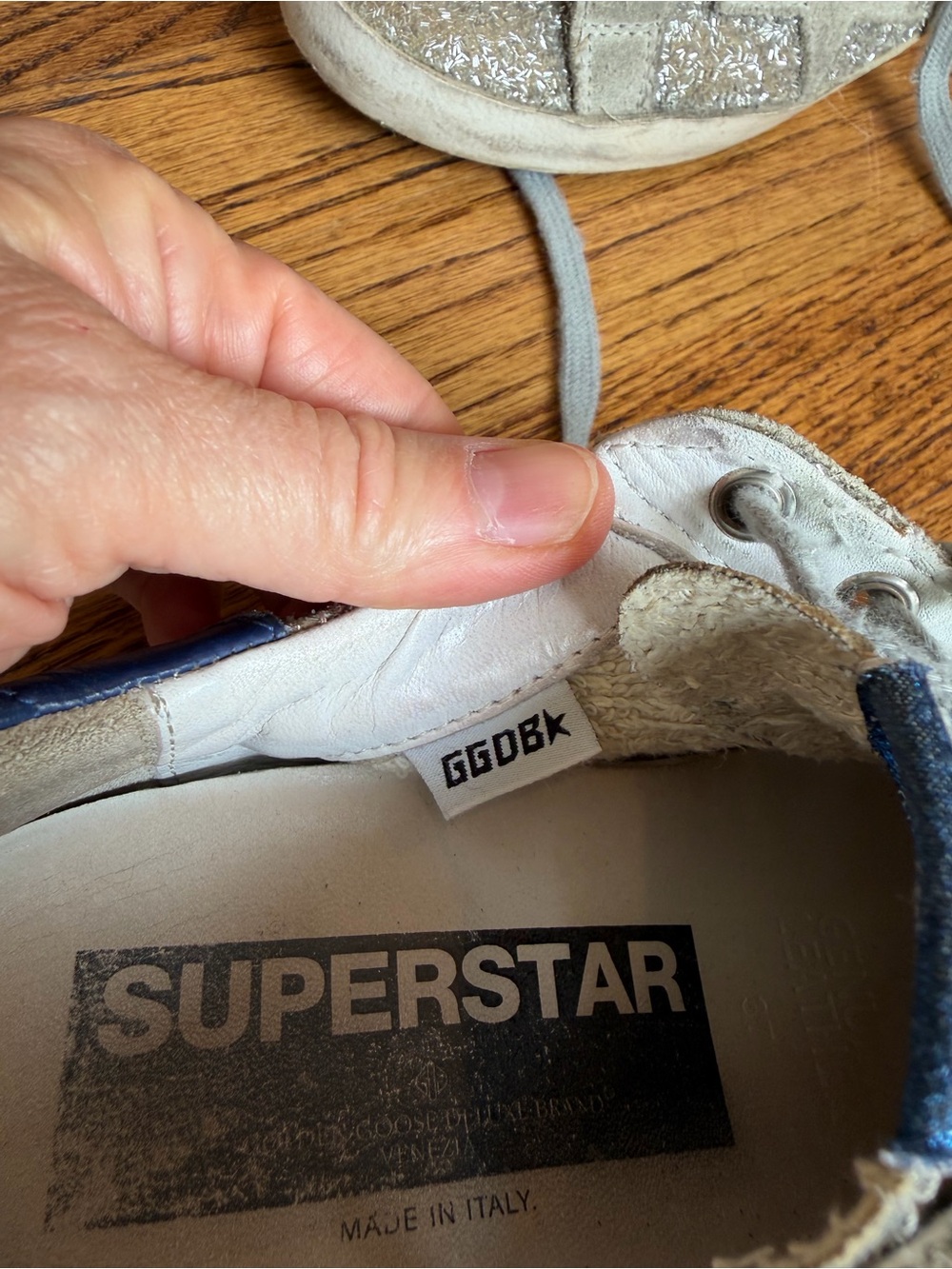 Authentic Golden Goose Silver Glitter Superstar Shoes. - Picture 9 of 10